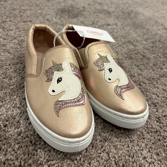 Capelli of New York Rose Gold Unicorn Slip-On Slides - Girls Size 1Y - Picture 1 of 3